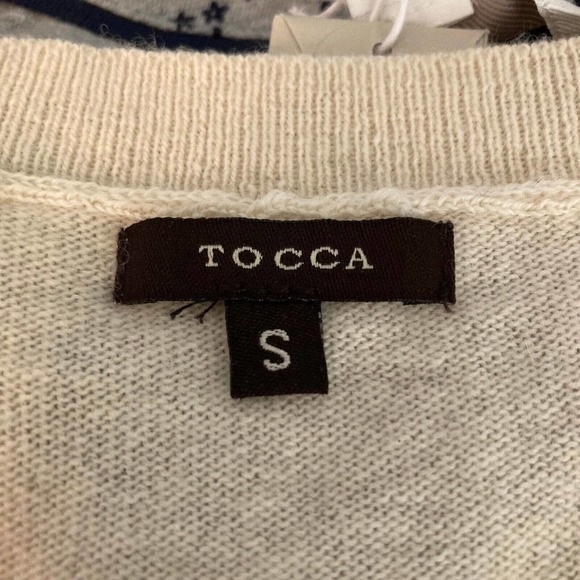 Tocca Sweater Womens Sz S Ivory Embroidered Bow Lambswool Cashmere - Picture 9 of 11